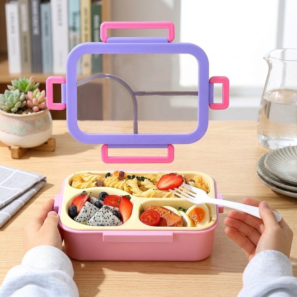 Meal Prep Kits - Edelstahl-Bento-Box mit 3 Fächern, auslaufsicherer Lunchbehälter