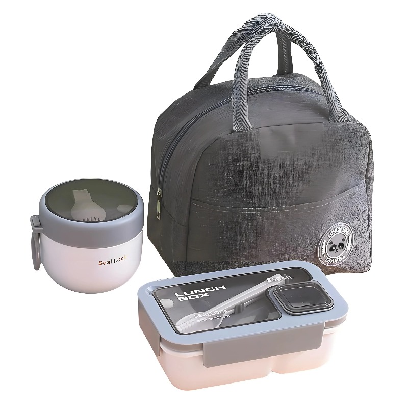 Meal Prep Kits - 3-teiliges auslaufsicheres Lunchbehälter-Set mit isolierter Tasche,