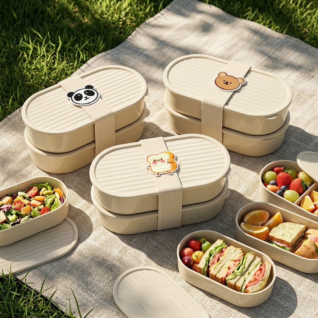 Salad Container Jar - 2-teiliges Set Cartoon Kinder Bento-Box mit