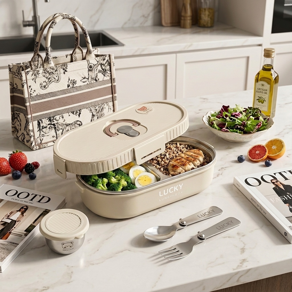 Meal Prep Kits - Mikrowellengeeignete 304 Edelstahl Bento Lunchbox Set