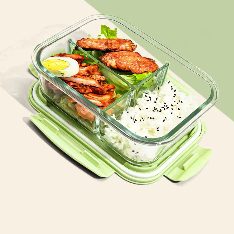Meal Prep Kits - Hochwertige Lunchbox aus Glas, 1050 ml,
