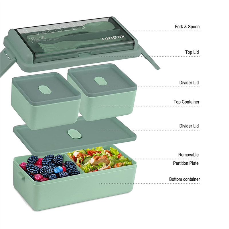 Meal Prep Kits - ABXF-2X Bento-Box-Set, 47,35 Unzen Bento-Box Lunchbox