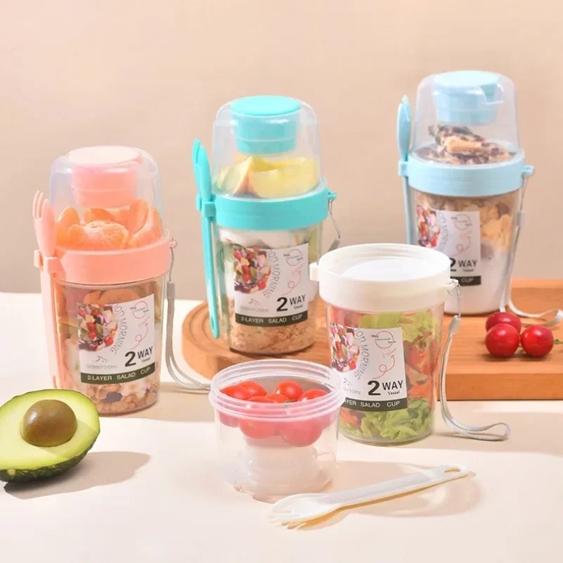 Salad Container Jar - Tragbare Salat Tasse Doppel Haferflocken Tasse