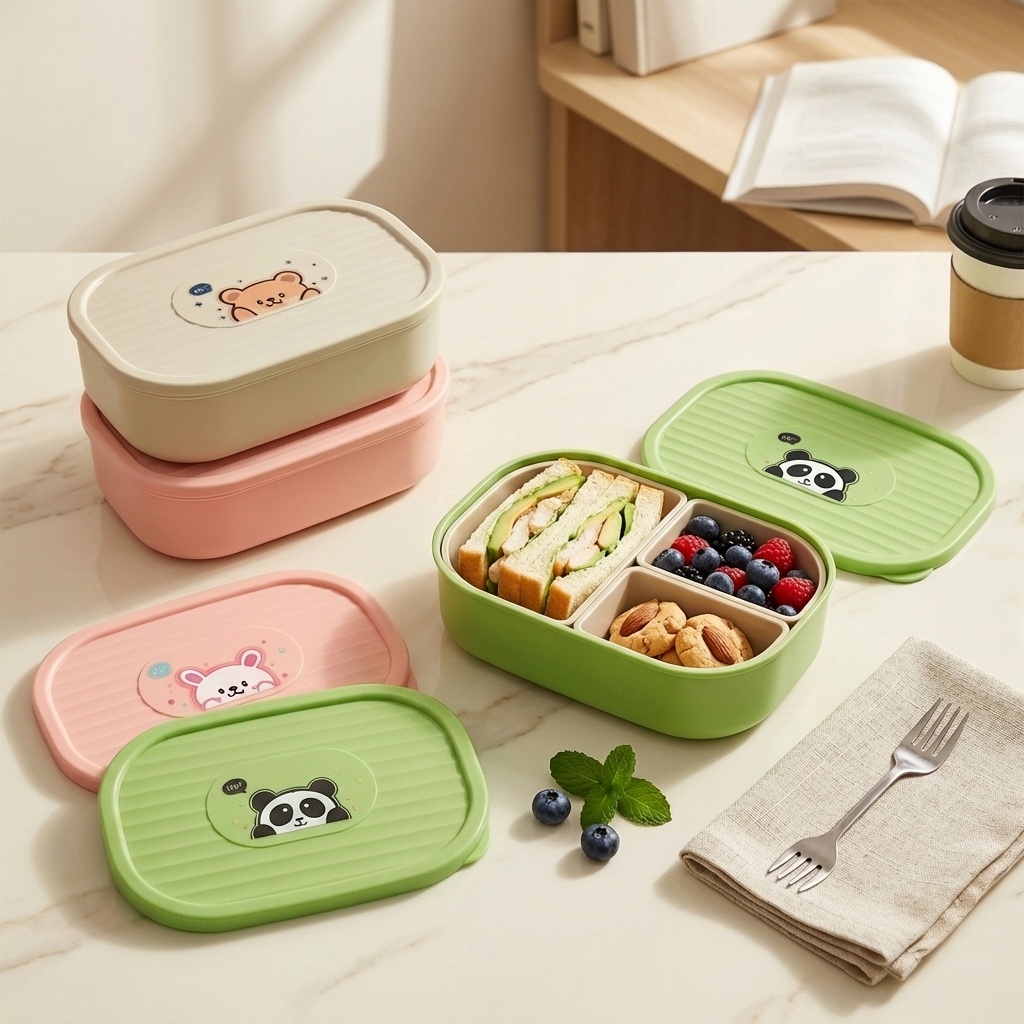 Salad Container Jar - Niedliche, geteilte Lunchbox aus Kunststoff für