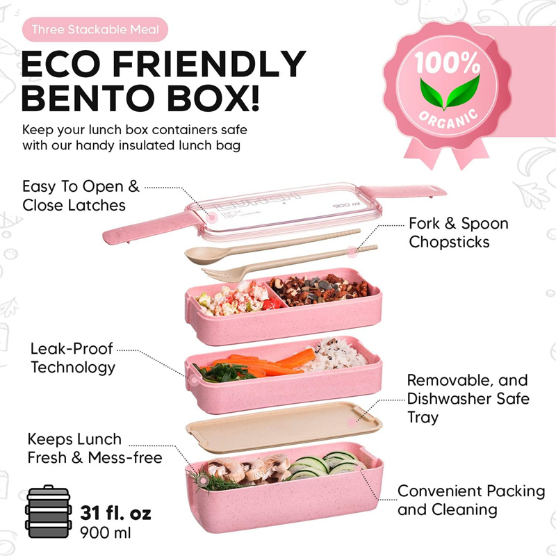 3-in-1 Fach Weizens troh Bento – Meal Prep Kits Bewertung und Preis