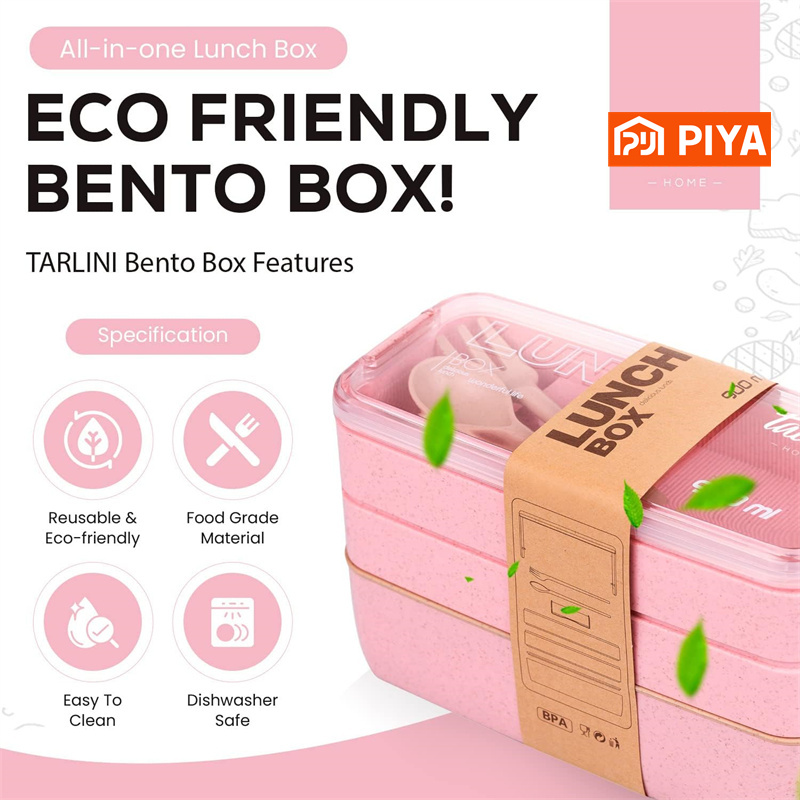 3-in-1 Fach Weizens troh Bento – Meal Prep Kits Bewertung und Preis