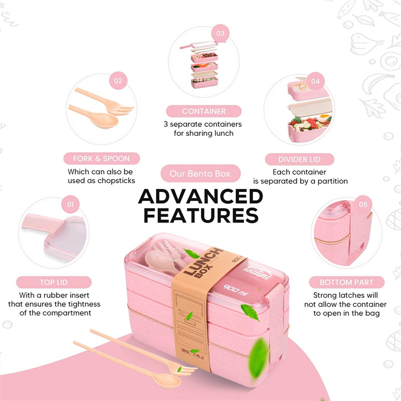 3-in-1 Fach Weizens troh Bento – Meal Prep Kits Bewertung und Preis